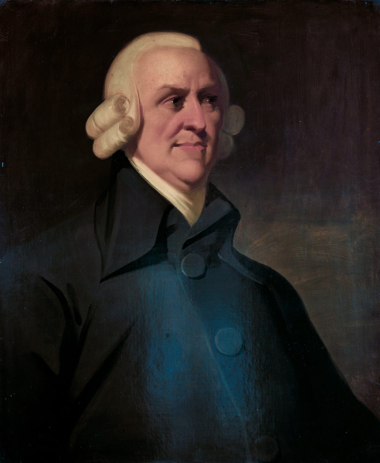 Retrato al óleo de Adam Smith de perfil, el llamado retrato Muir