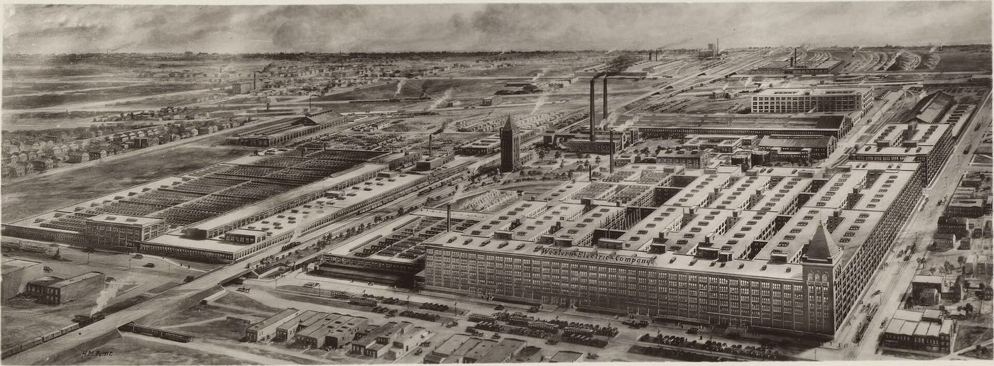 Vista de la planta Hawthorne de la Western Electric Company en 1925